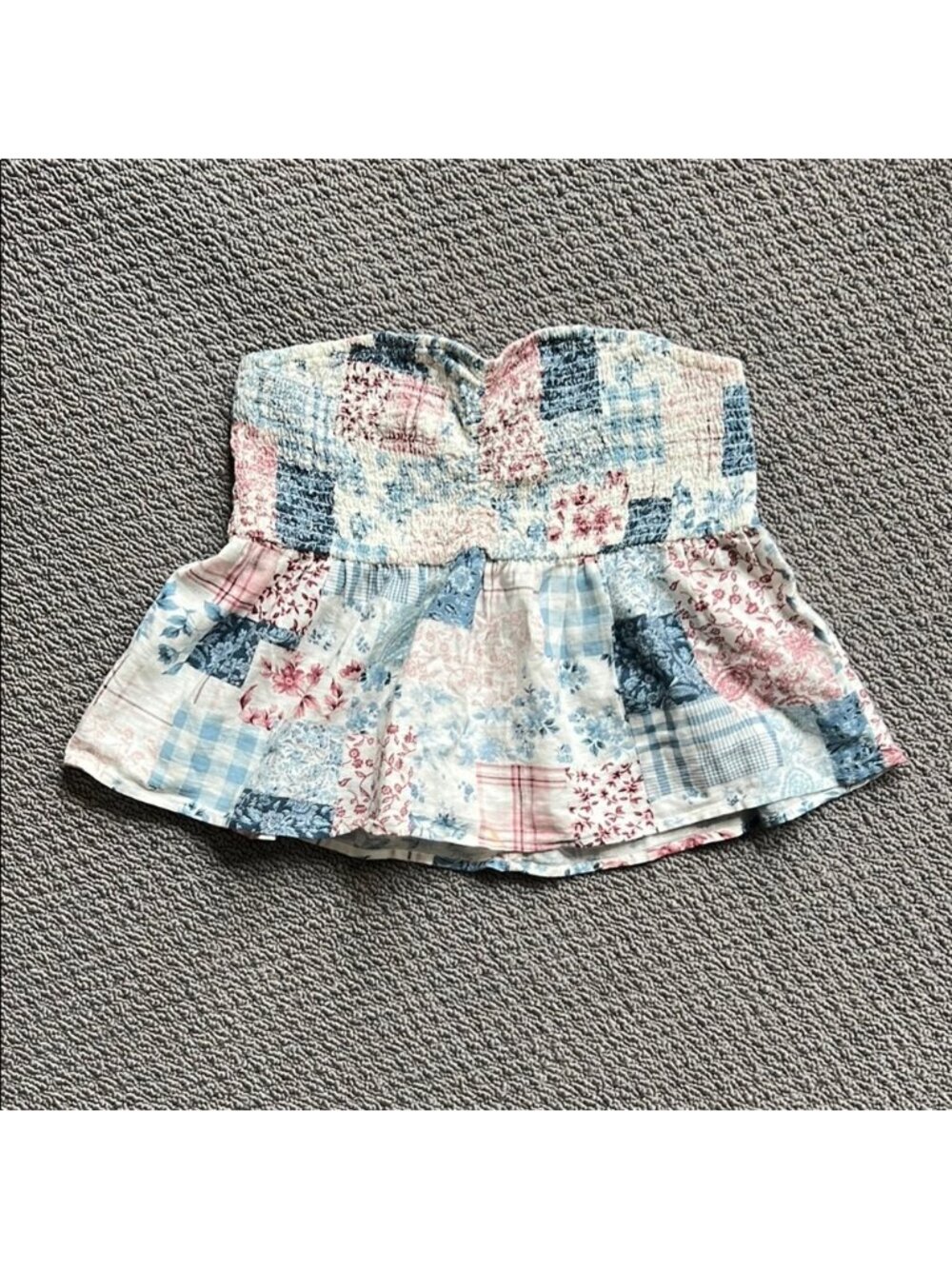 Patchwork Strapless Top
